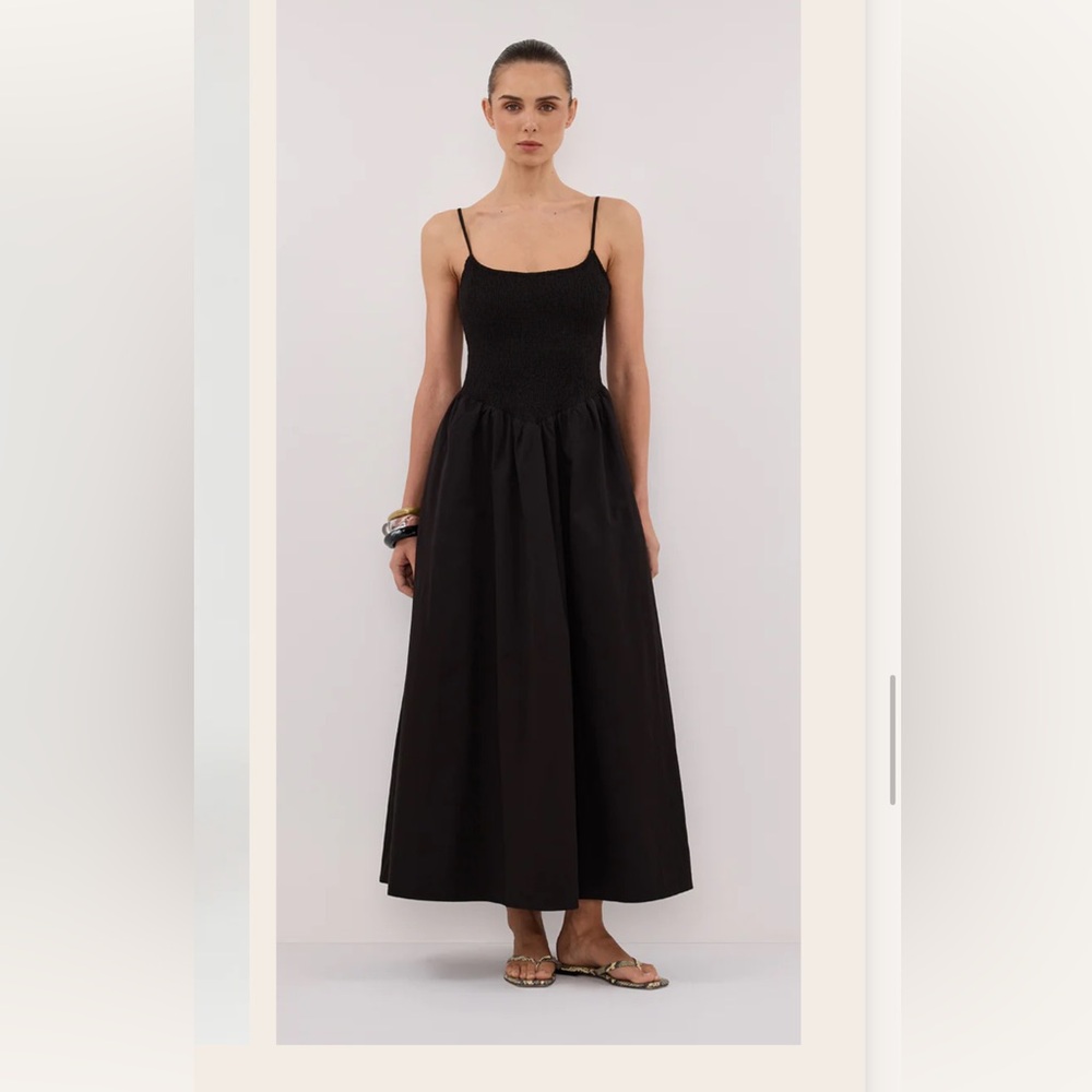 DISSH Black Smocked Dress with Spaghetti Straps